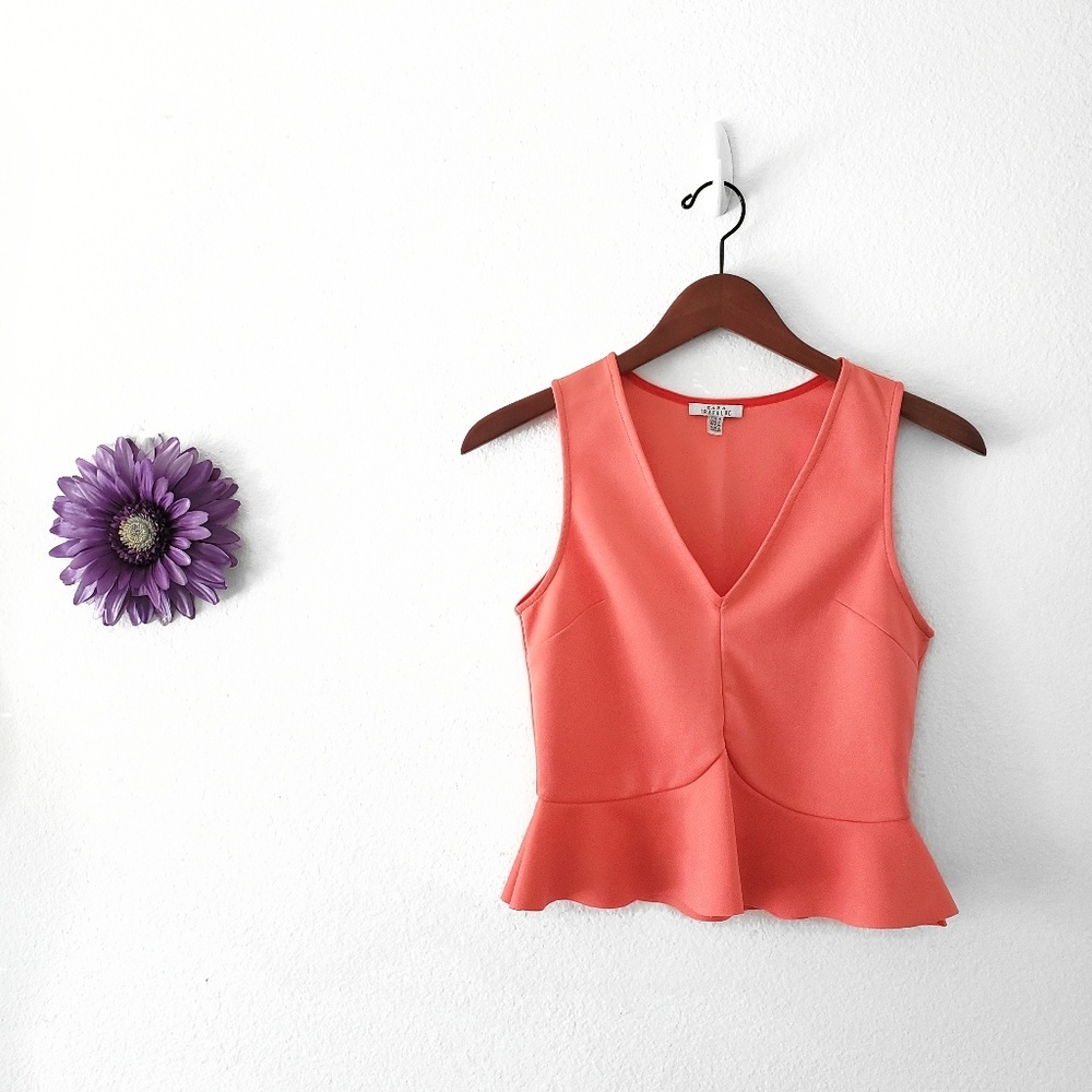 Zara Trafaluc Peplum Sleeveless Orange Top Small